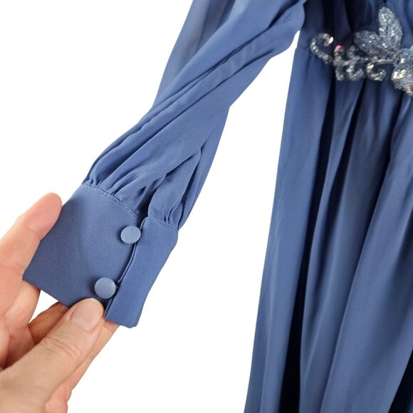 Pinup Womens Formal Plus Size 22W Blue Chiffon Mother Of The Bride Dress - Picture 14 of 16